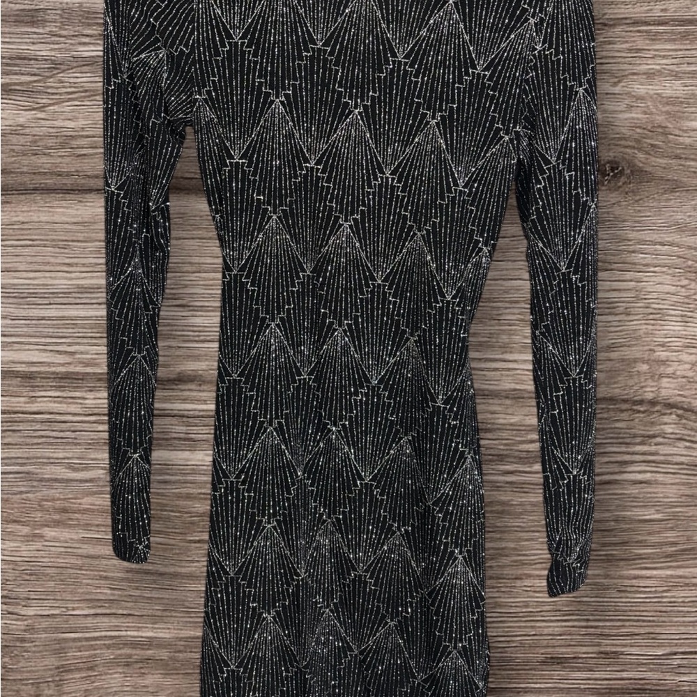 H&M Elegant Black and Silver Long Sleeve Dress